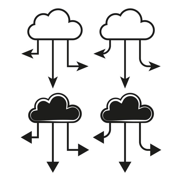 Cloud connection icon Network arrow detail Data transfer shape Black and white vector