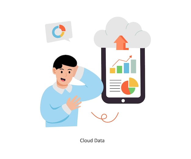 cloud data concept vector illustration data analytics isolated on white background