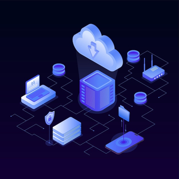 Cloud database illustration Cloud storage cloud computing cloud server