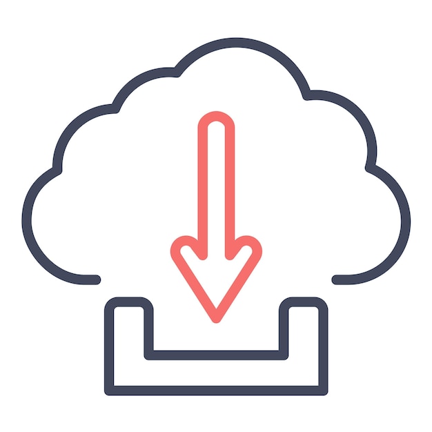 Cloud Download Vector Illustration Style