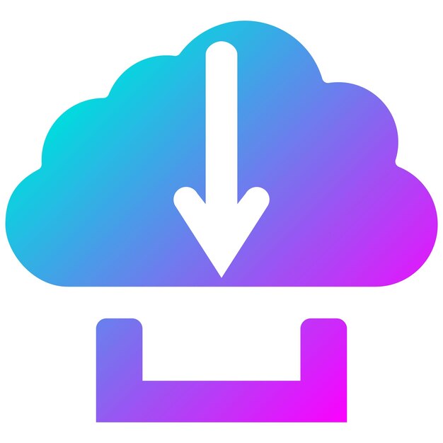 Cloud Download Vector Illustration Style