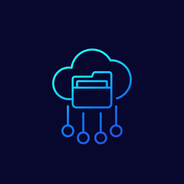 Cloud folder line icon vector