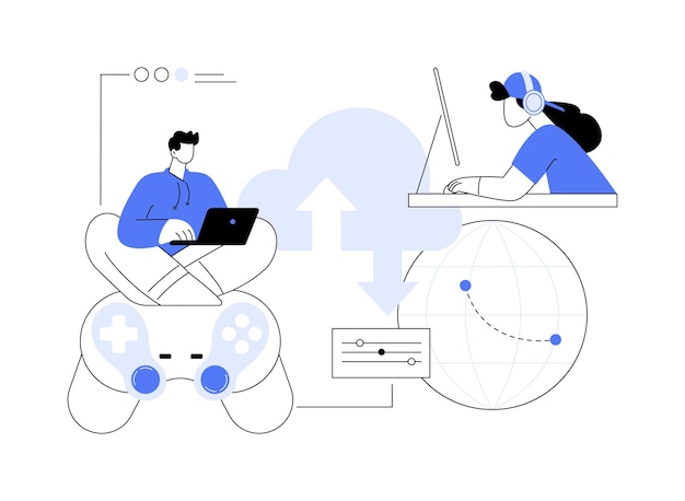 Cloud gaming abstract concept vector illustration