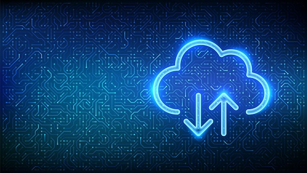 Cloud icon Secure Cloud Storage Cloud computing service Database storage Circuit board pattern