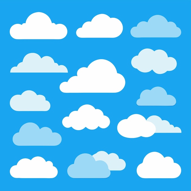 Cloud Icon Set Minimal Flat Vector Illustration