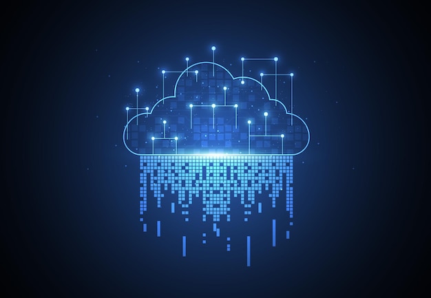 cloud networking computing concept design digital data transform download and upload