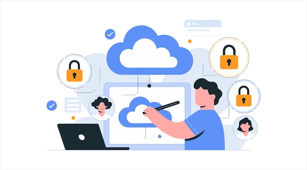 Cloud Security and Data Protection Illustration