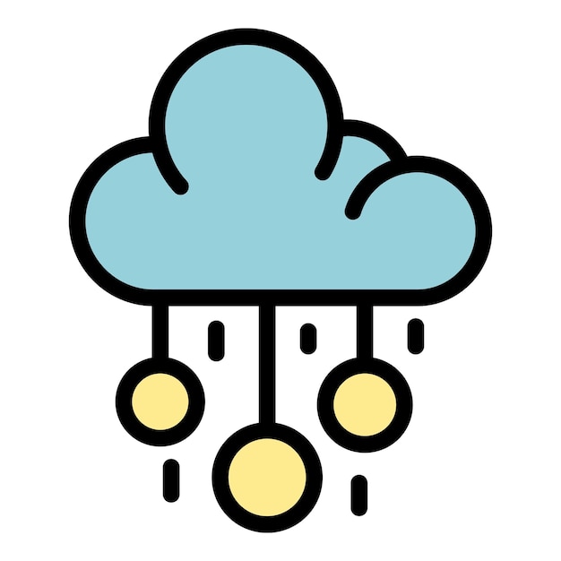 Cloud service icon Outline cloud service vector icon color flat isolated