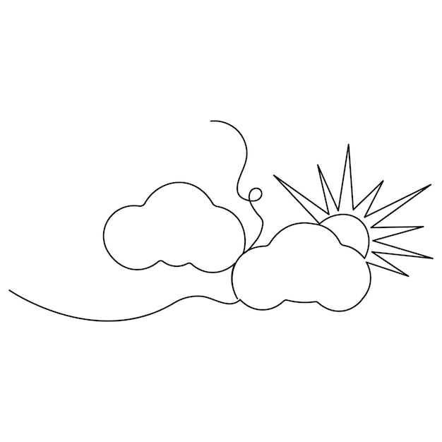 cloud single line art continuous one line drawing of isolated outline vector icon