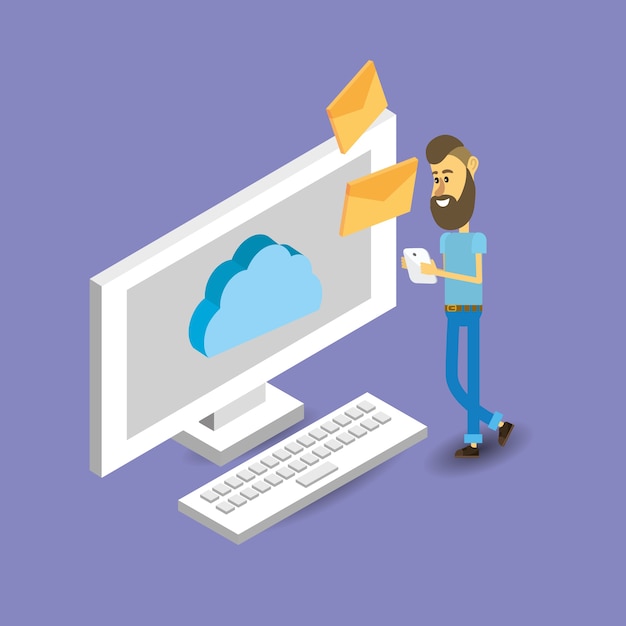 Cloud storage cartoon