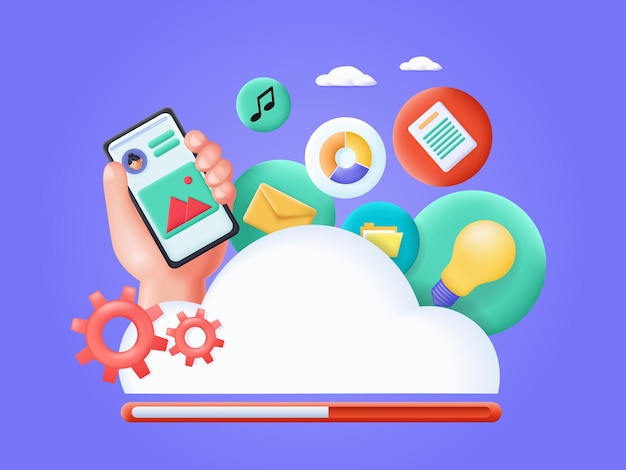 Cloud storage data download isometric d vector