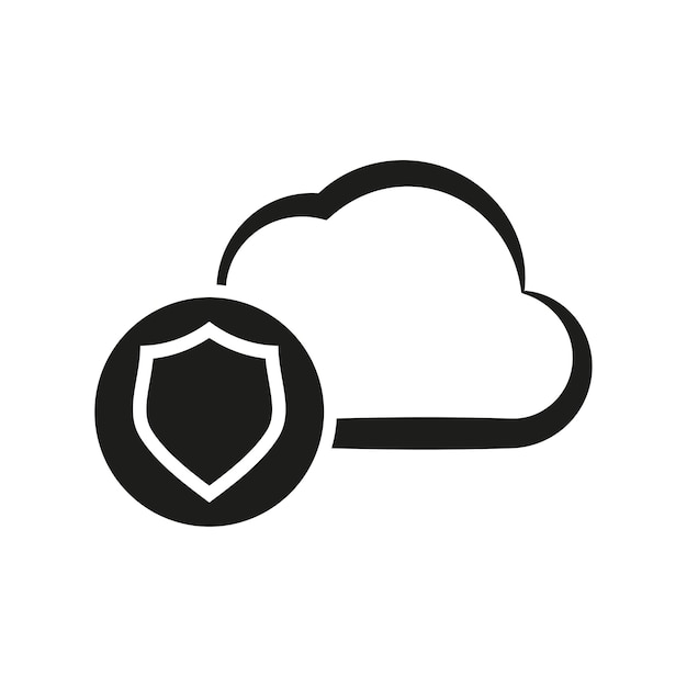 Cloud storage data protection icon Cloud computing icon Security shield silhouette symbol
