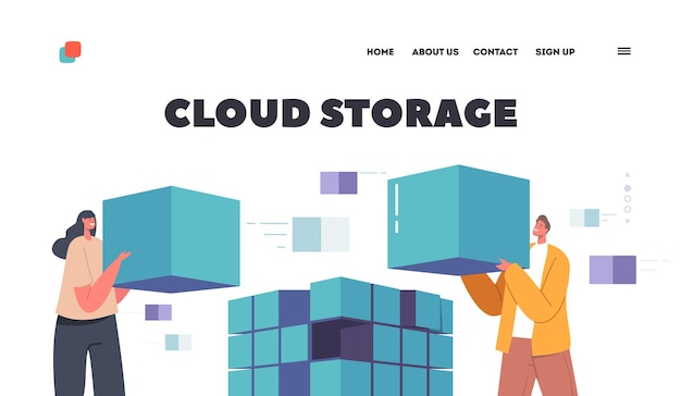 Cloud Storage Landing Page Template Database Engineering Protection Disk Infrastructure Information Safety Concept