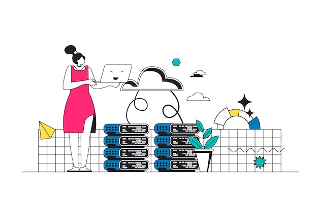 Cloud Storage Outline Illustration