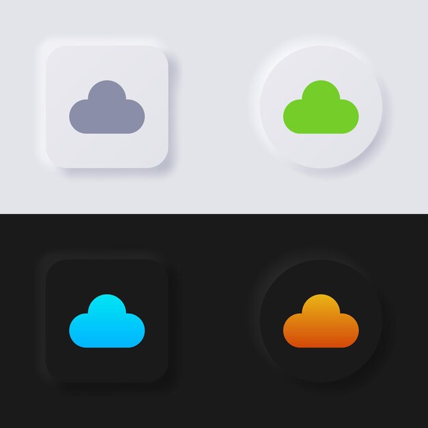 Cloud symbol icon set Multicolor neumorphism button soft UI Design for Web design Application UI and more Button Vector