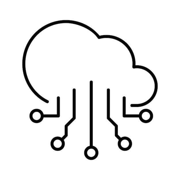 Cloud system automation outline icon vector illustration