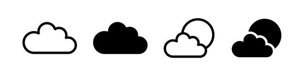 Cloud vector icons Cloud with sun icons Weather forecast icon set EPS 10