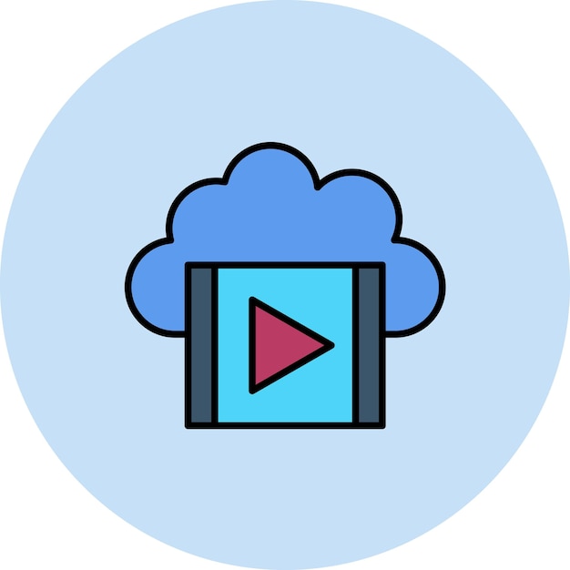 Cloud Video Flat Illustration
