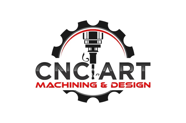 cnc lathe machine logo computer numerical control modern 3d cutting technology design manufacturing