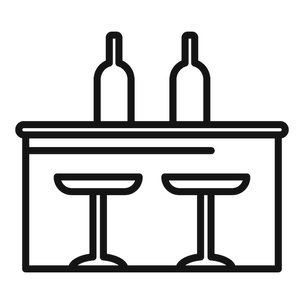cocktail bar counter icon outline vector cafe table wine juice
