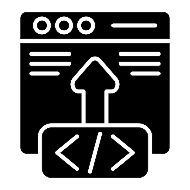 Code Deployment Glyph Solid Black Illustration