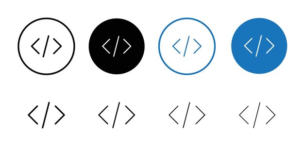Code icon Flat fill set collection