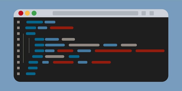 Code on screen Vector illustration flat coding or programming script text on monitor