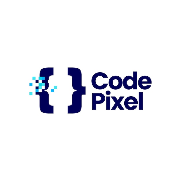 Code pixel mark digital 8 bit logo vector icon illustration