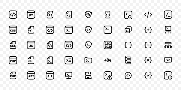 Code Programming icons programming languages symbols set Vector EPS 10