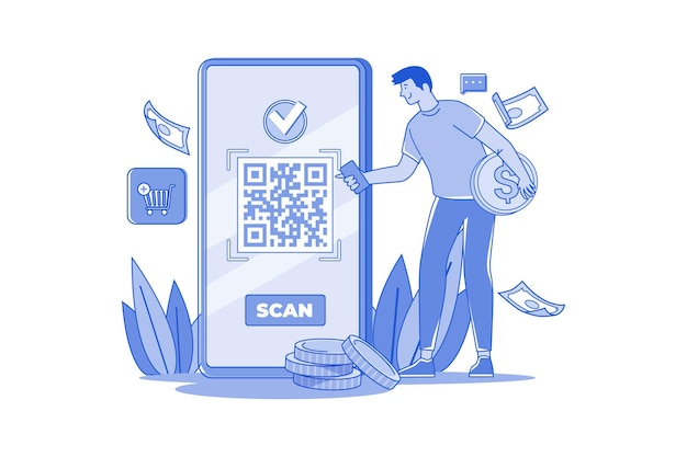 Code Scanner Illustration concept A flat illustration isolated on white background
