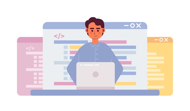 Coding career flat concept vector spot illustration