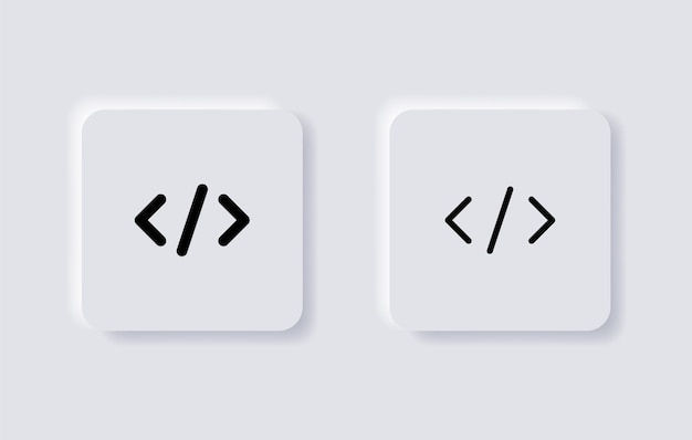 coding code icon symbol sign in neumorphism buttons web app ui icon mobile application icons