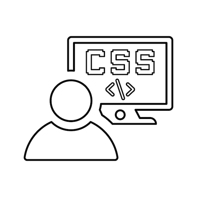 Coding css developer line icon Outline vector