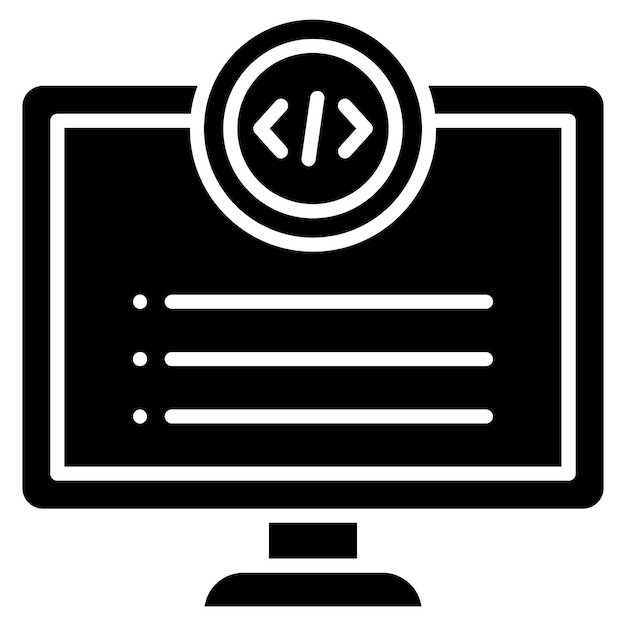Coding Language Glyph Solid Black Illustration