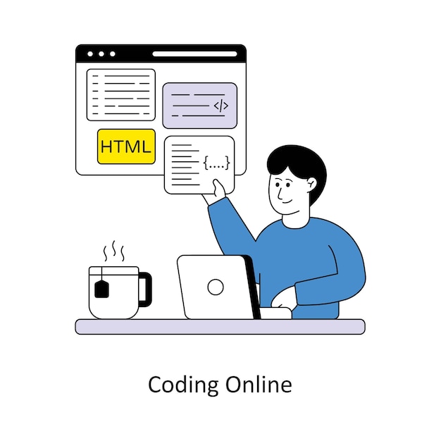 Coding Online style design vector stock illustrations