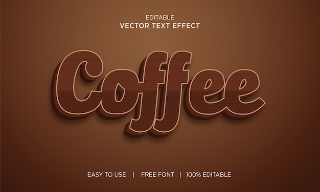 coffee editable 3d text effect  premium vector