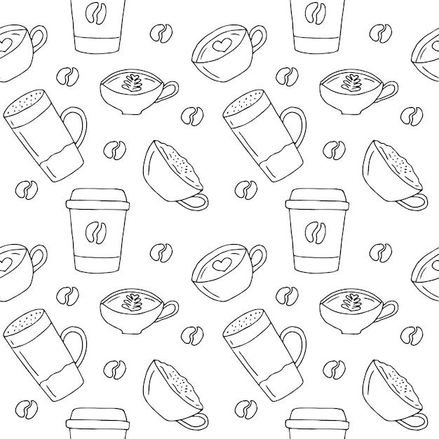 Coffee seamless pattern hand drawing vector illustration