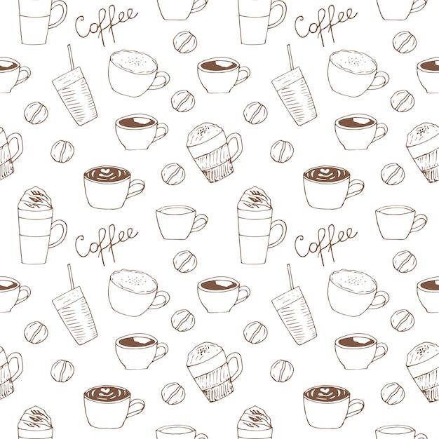 Coffee set vector illustration hand drawing doodles