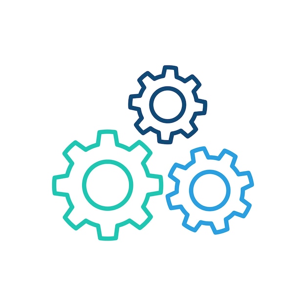 Cogwheel icon with different color Outline cogwheel mechanism symbol Editable stroke