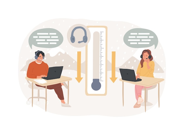 Cold calling isolated concept vector illustration old school marketing telemarketing sales activity