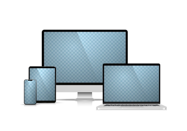 collage laptop phone tablet computer on the white background. vector illustration