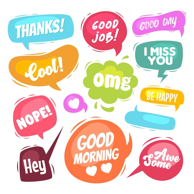 Collection comic speech bubble expression set