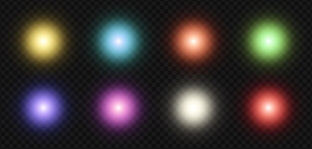 Collection glowing light explosion