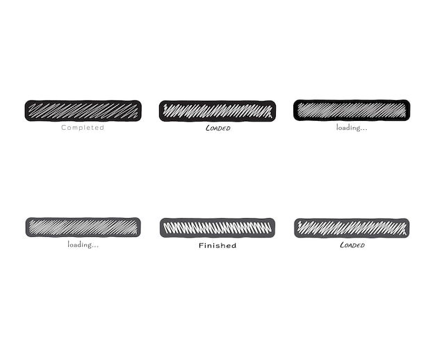 Collection Loading bar status icon Vector loaded icons progress Handdrawn sketchscribble