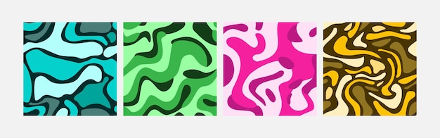 Collection of abstract background colorful waves seamless pattern vector design