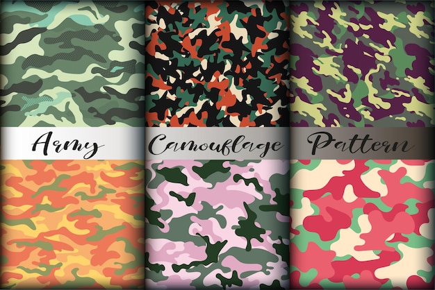 Collection of Army and military camouflage pattern for camo background