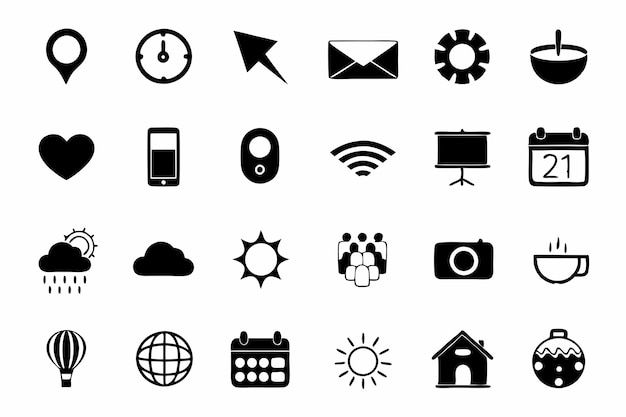 Collection of Black and White Icons