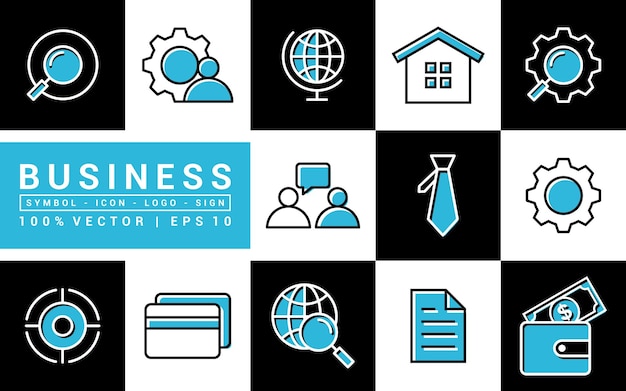 Collection of business icons work working hours strategy editable and resizable vector icons EPS