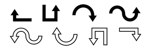 Collection of Diverse Arrow Icons in Various Shapes and Orientations