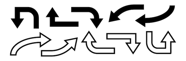 Collection of Diverse Arrow Icons in Various Shapes and Orientations